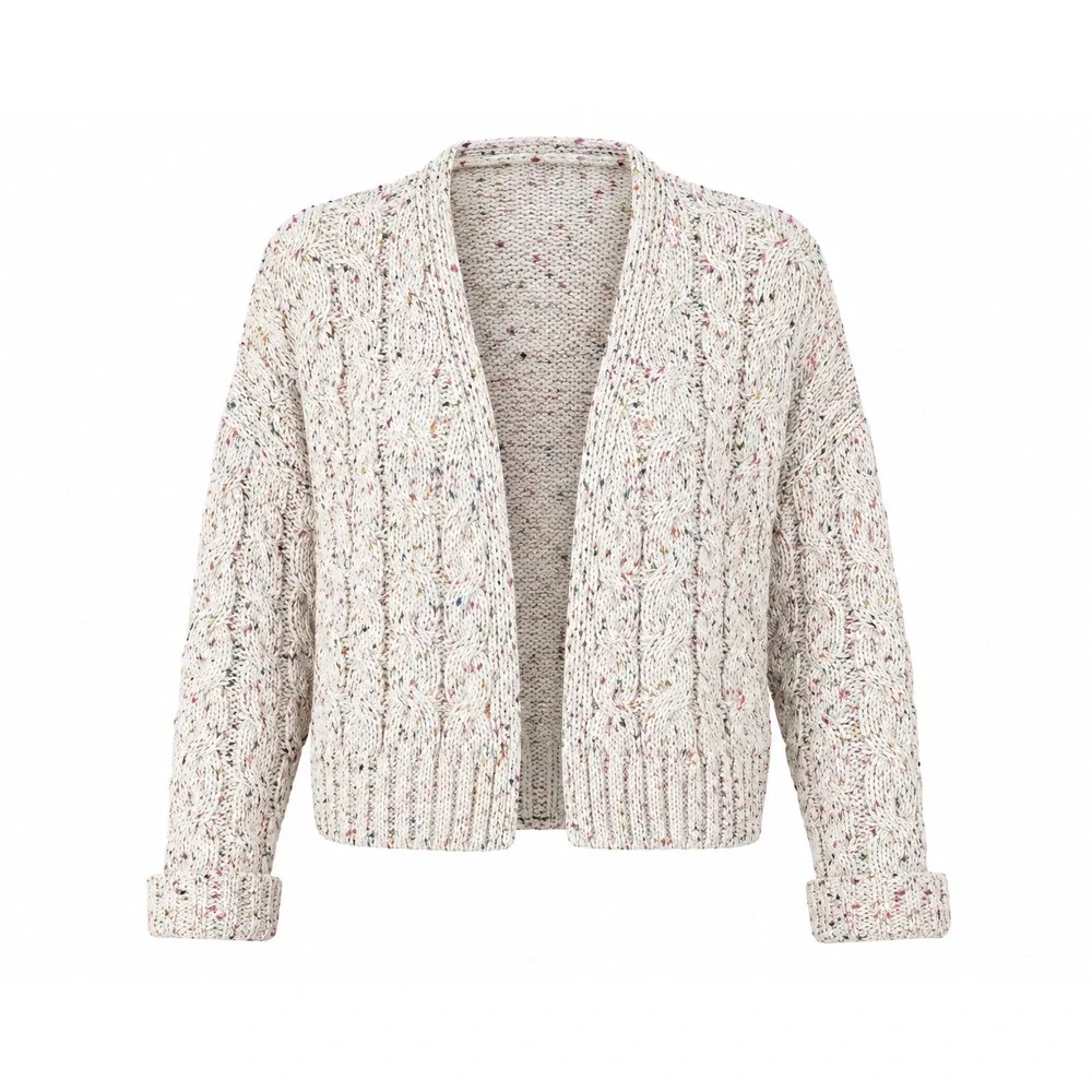 Moon Madison Cable Knit Cardigan medium‎ cottage cozy coquette chunky confetti